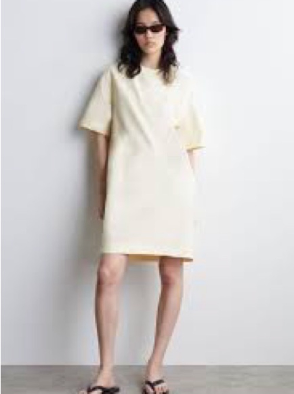COS Boxy Short Sleeve Mini Oversized Dress Size S Minimalist Cream Shift Dress
